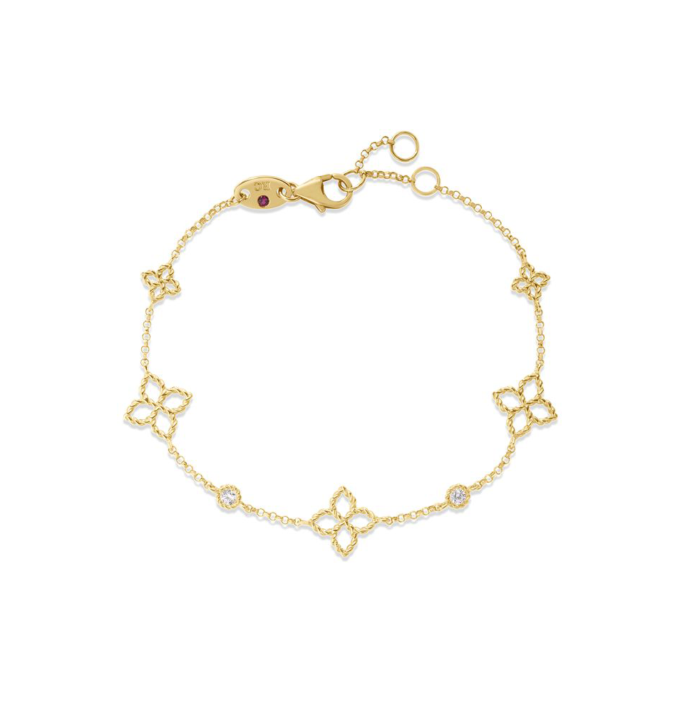 Roberto Coin Principessa Diamond & Flower Station Bracelet